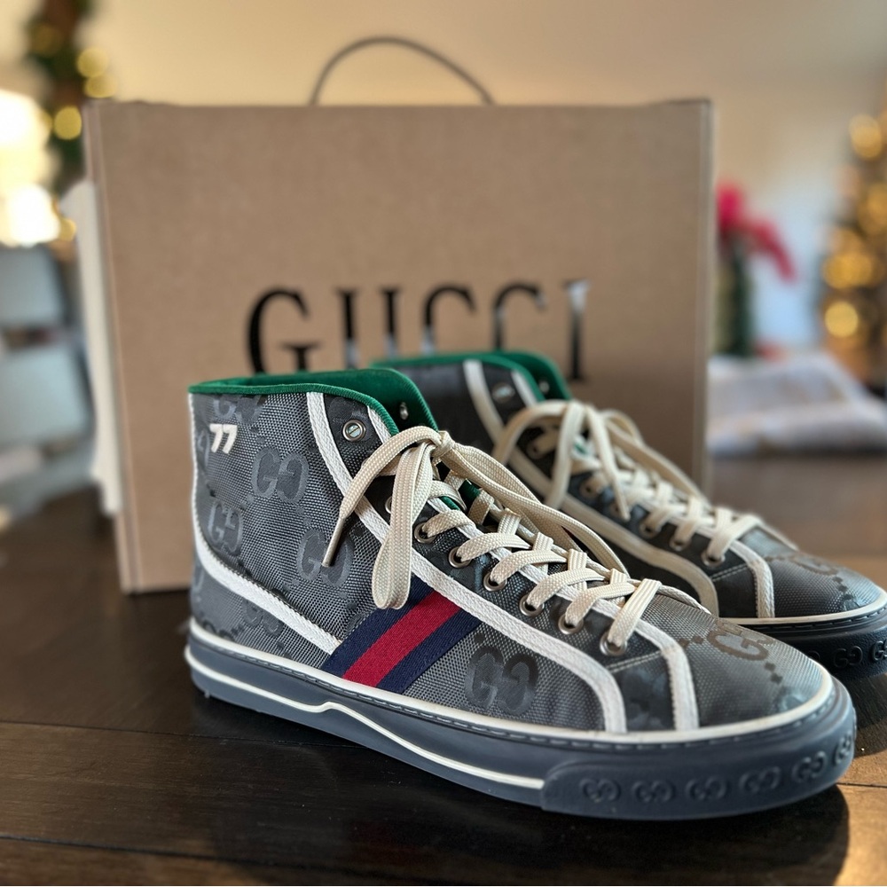 Gucci High-Top Sneakers - Gray and Green